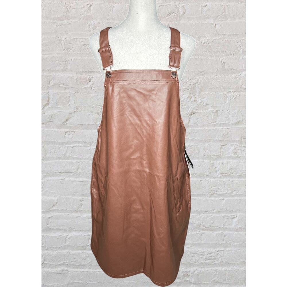 Juniors' Faux-Leather Sleeveless Pinafore‎ Mini Dress-NWT Medium